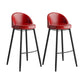 Industrial Backrest Counter Stool Iron Cafe Bar Stool with Leather Cushion and Pedal Red 2 Piece Set Clearhalo 'Bar Furniture' 'Bar Stools' 'bar_stools' 'furn' 'furn_bar_stools' 'Furniture' 'Kitchen & Dining Furniture' 5173360