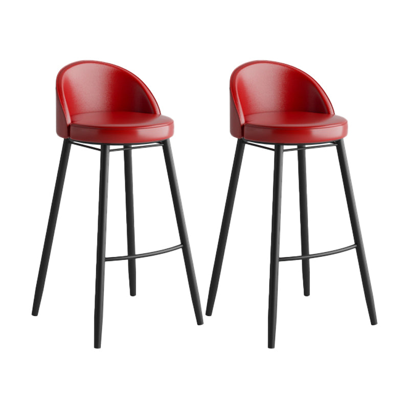 Industrial Backrest Counter Stool Iron Cafe Bar Stool with Leather Cushion and Pedal Red 2 Piece Set Clearhalo 'Bar Furniture' 'Bar Stools' 'bar_stools' 'furn' 'furn_bar_stools' 'Furniture' 'Kitchen & Dining Furniture' 5173360