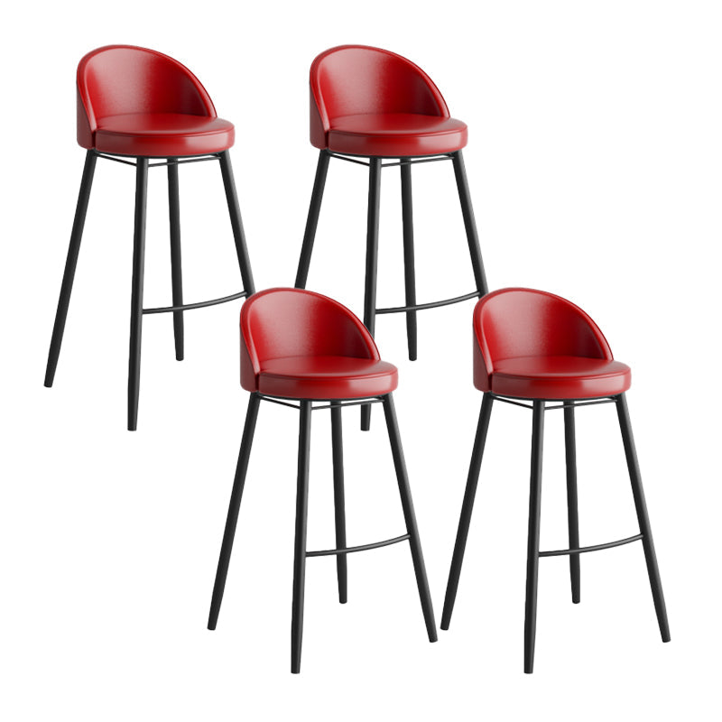 Industrial Backrest Counter Stool Iron Cafe Bar Stool with Leather Cushion and Pedal Red 4 Piece Set Clearhalo 'Bar Furniture' 'Bar Stools' 'bar_stools' 'furn' 'furn_bar_stools' 'Furniture' 'Kitchen & Dining Furniture' 5173361