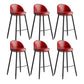 Industrial Backrest Counter Stool Iron Cafe Bar Stool with Leather Cushion and Pedal Red 6 Piece Set Clearhalo 'Bar Furniture' 'Bar Stools' 'bar_stools' 'furn' 'furn_bar_stools' 'Furniture' 'Kitchen & Dining Furniture' 5173362