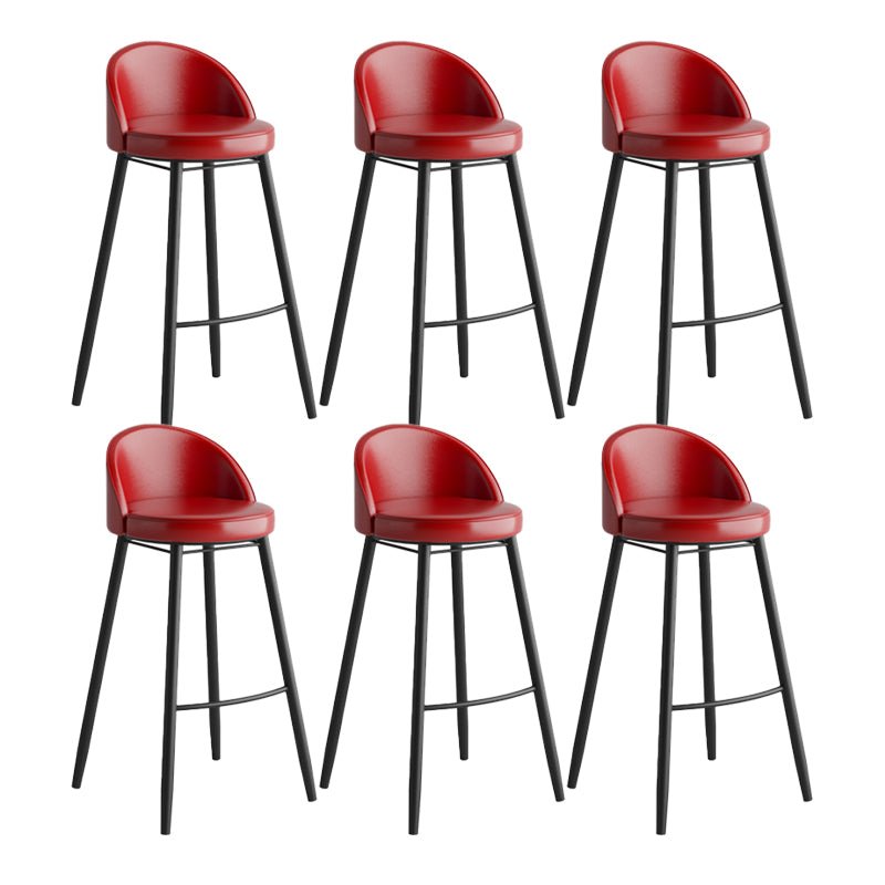 Industrial Backrest Counter Stool Iron Cafe Bar Stool with Leather Cushion and Pedal Red 6 Piece Set Clearhalo 'Bar Furniture' 'Bar Stools' 'bar_stools' 'furn' 'furn_bar_stools' 'Furniture' 'Kitchen & Dining Furniture' 5173362