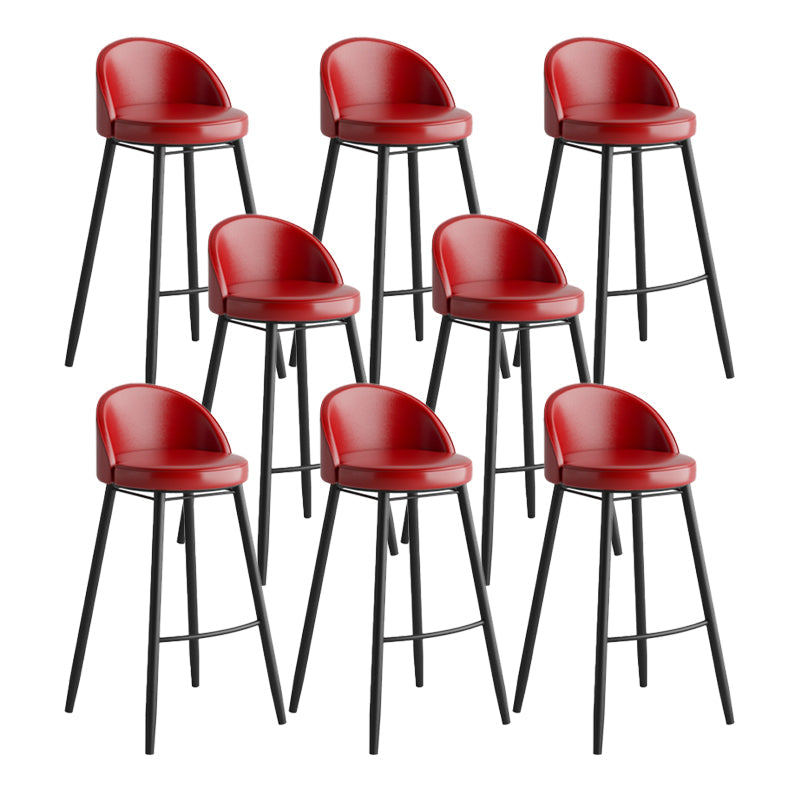 Industrial Backrest Counter Stool Iron Cafe Bar Stool with Leather Cushion and Pedal Red 8 Piece Set Clearhalo 'Bar Furniture' 'Bar Stools' 'bar_stools' 'furn' 'furn_bar_stools' 'Furniture' 'Kitchen & Dining Furniture' 5173363