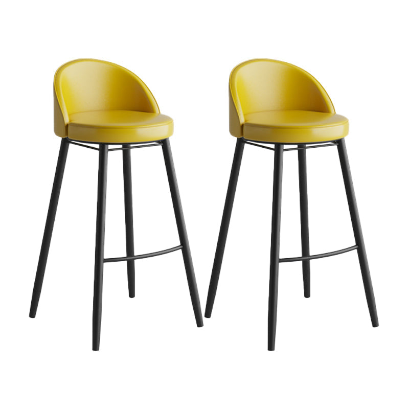 Industrial Backrest Counter Stool Iron Cafe Bar Stool with Leather Cushion and Pedal Yellow 2 Piece Set Clearhalo 'Bar Furniture' 'Bar Stools' 'bar_stools' 'furn' 'furn_bar_stools' 'Furniture' 'Kitchen & Dining Furniture' 5173364