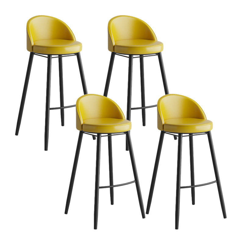 Industrial Backrest Counter Stool Iron Cafe Bar Stool with Leather Cushion and Pedal Yellow 4 Piece Set Clearhalo 'Bar Furniture' 'Bar Stools' 'bar_stools' 'furn' 'furn_bar_stools' 'Furniture' 'Kitchen & Dining Furniture' 5173365