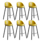 Industrial Backrest Counter Stool Iron Cafe Bar Stool with Leather Cushion and Pedal Yellow 6 Piece Set Clearhalo 'Bar Furniture' 'Bar Stools' 'bar_stools' 'furn' 'furn_bar_stools' 'Furniture' 'Kitchen & Dining Furniture' 5173366