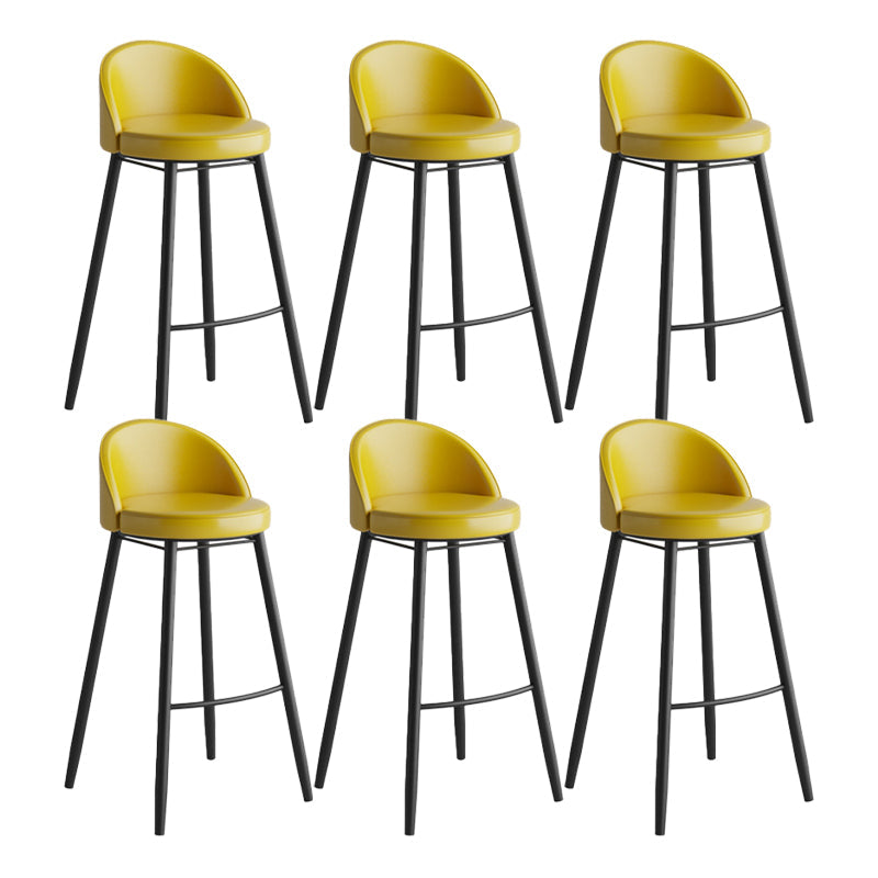 Industrial Backrest Counter Stool Iron Cafe Bar Stool with Leather Cushion and Pedal Yellow 6 Piece Set Clearhalo 'Bar Furniture' 'Bar Stools' 'bar_stools' 'furn' 'furn_bar_stools' 'Furniture' 'Kitchen & Dining Furniture' 5173366