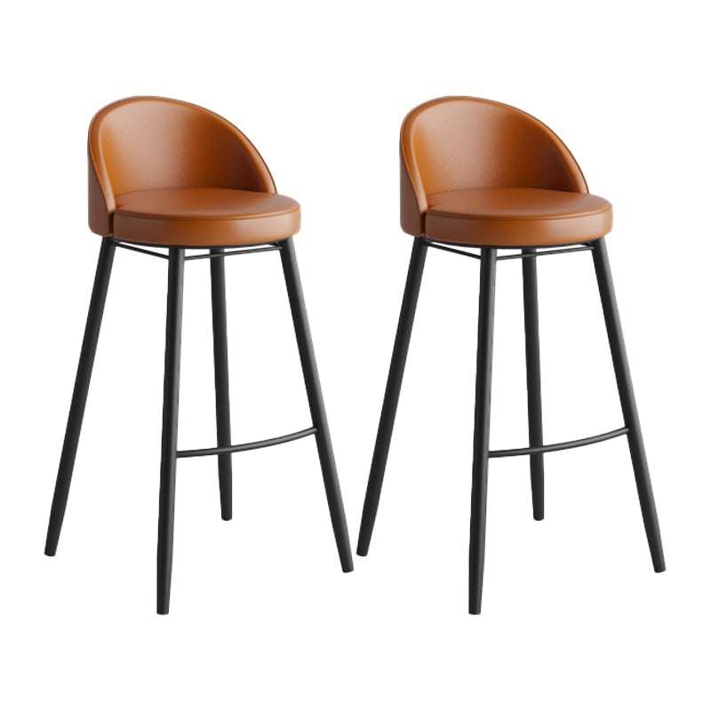 Industrial Backrest Counter Stool Iron Cafe Bar Stool with Leather Cushion and Pedal Coffee 2 Piece Set Clearhalo 'Bar Furniture' 'Bar Stools' 'bar_stools' 'furn' 'furn_bar_stools' 'Furniture' 'Kitchen & Dining Furniture' 5173368
