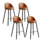 Industrial Backrest Counter Stool Iron Cafe Bar Stool with Leather Cushion and Pedal Coffee 4 Piece Set Clearhalo 'Bar Furniture' 'Bar Stools' 'bar_stools' 'furn' 'furn_bar_stools' 'Furniture' 'Kitchen & Dining Furniture' 5173369
