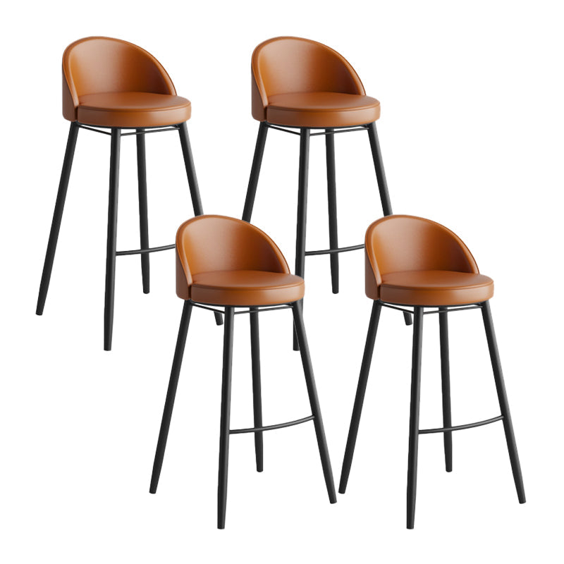 Industrial Backrest Counter Stool Iron Cafe Bar Stool with Leather Cushion and Pedal Coffee 4 Piece Set Clearhalo 'Bar Furniture' 'Bar Stools' 'bar_stools' 'furn' 'furn_bar_stools' 'Furniture' 'Kitchen & Dining Furniture' 5173369