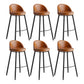 Industrial Backrest Counter Stool Iron Cafe Bar Stool with Leather Cushion and Pedal Coffee 6 Piece Set Clearhalo 'Bar Furniture' 'Bar Stools' 'bar_stools' 'furn' 'furn_bar_stools' 'Furniture' 'Kitchen & Dining Furniture' 5173370