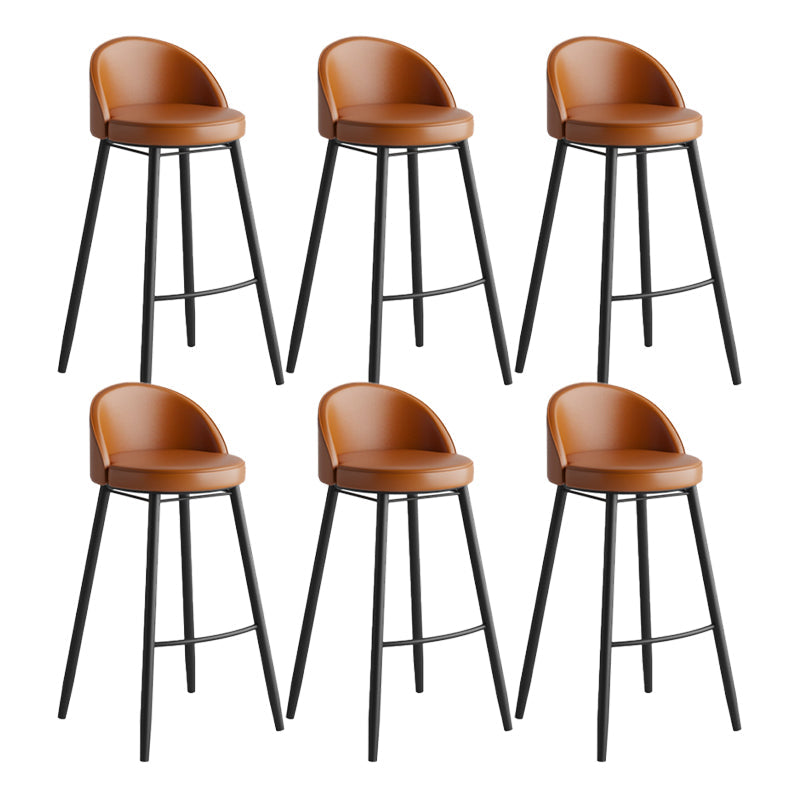 Industrial Backrest Counter Stool Iron Cafe Bar Stool with Leather Cushion and Pedal Coffee 6 Piece Set Clearhalo 'Bar Furniture' 'Bar Stools' 'bar_stools' 'furn' 'furn_bar_stools' 'Furniture' 'Kitchen & Dining Furniture' 5173370