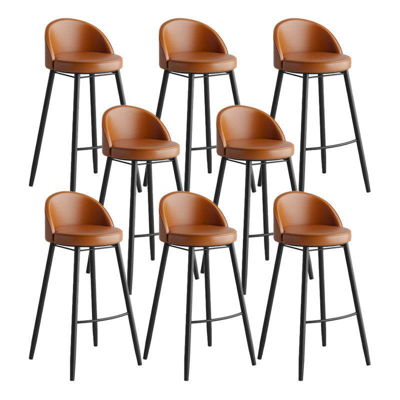 Industrial Backrest Counter Stool Iron Cafe Bar Stool with Leather Cushion and Pedal Coffee 8 Piece Set Clearhalo 'Bar Furniture' 'Bar Stools' 'bar_stools' 'furn' 'furn_bar_stools' 'Furniture' 'Kitchen & Dining Furniture' 5173371