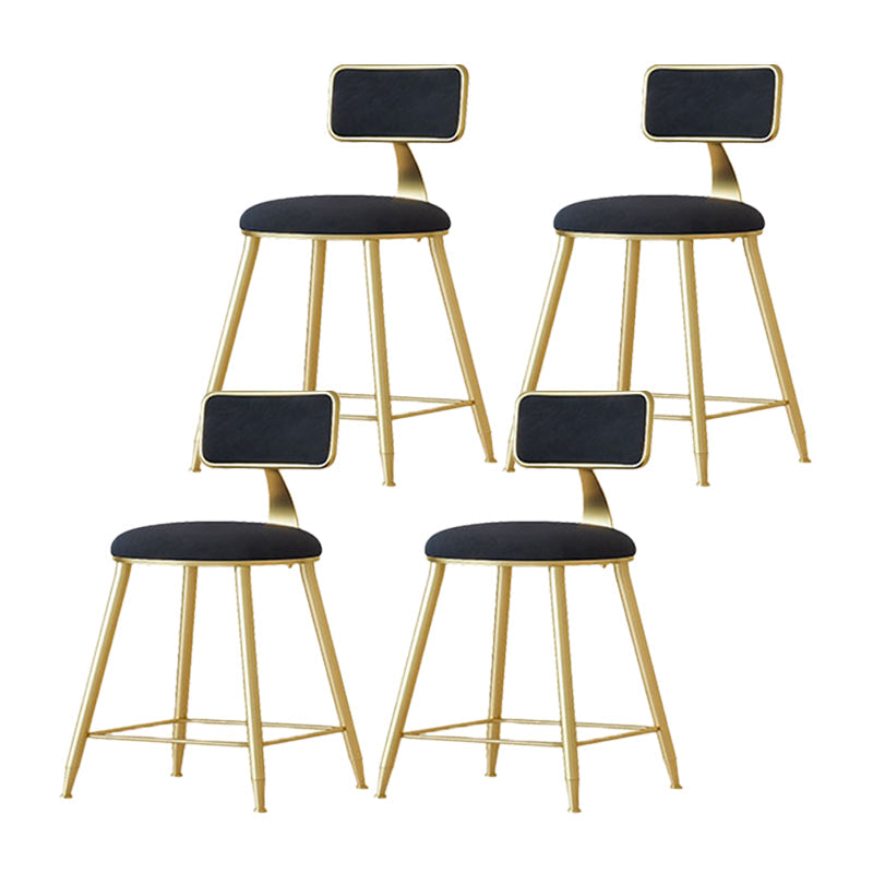Nordic Backrest Armless Counter Stool Iron Cafe Bar Stool with Velvet Cushion and Pedal