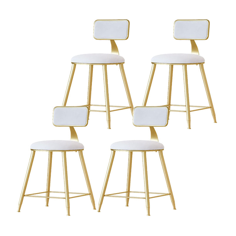 Nordic Backrest Armless Counter Stool Iron Cafe Bar Stool with Velvet Cushion and Pedal