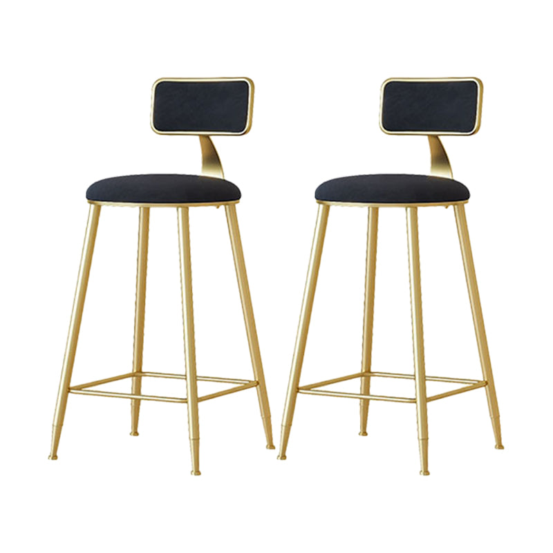 Nordic Backrest Armless Counter Stool Iron Cafe Bar Stool with Velvet Cushion and Pedal