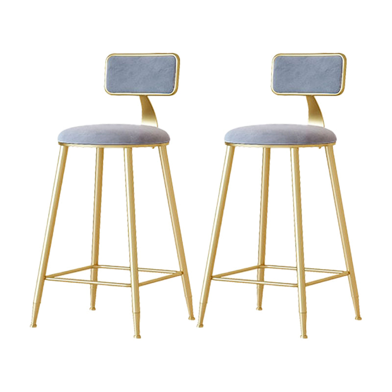 Nordic Backrest Armless Counter Stool Iron Cafe Bar Stool with Velvet Cushion and Pedal