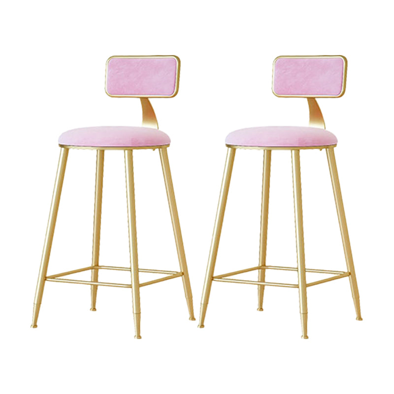 Nordic Backrest Armless Counter Stool Iron Cafe Bar Stool with Velvet Cushion and Pedal