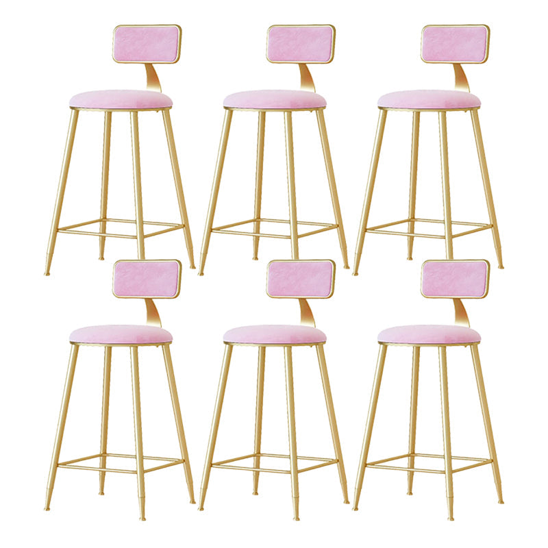 Nordic Backrest Armless Counter Stool Iron Cafe Bar Stool with Velvet Cushion and Pedal