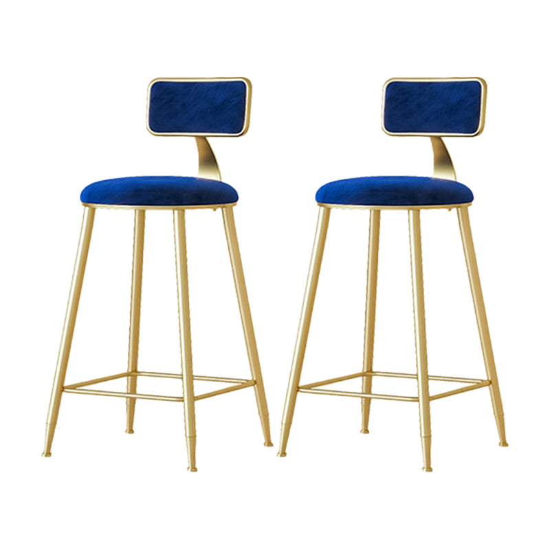 Taburete nórdico del brazo sin brazo Café de hierro Heces de bar con cojín de terciopelo y pedal