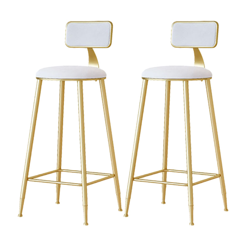 Nordic Backrest Armless Counter Stool Iron Cafe Bar Stool with Velvet Cushion and Pedal