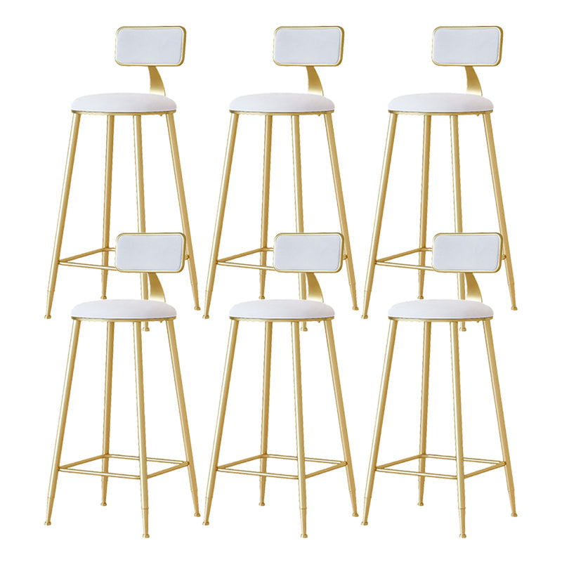 Nordic Backrest Armless Counter Stool Iron Cafe Bar Stool with Velvet Cushion and Pedal