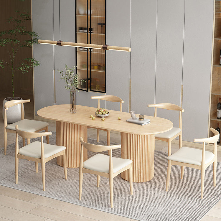 Contemporary Solid Wood Dining Table Set 1/5/7 Pieces Home Dining Room Set 7 Pieces: Table, 6 Chairs Clearhalo 'Dining Room Sets' 'Dining Tables & Seating' 'dining_room_set' 'furn' 'furn_dining_room_set' 'Furniture' 'Kitchen & Dining Furniture' 5173485