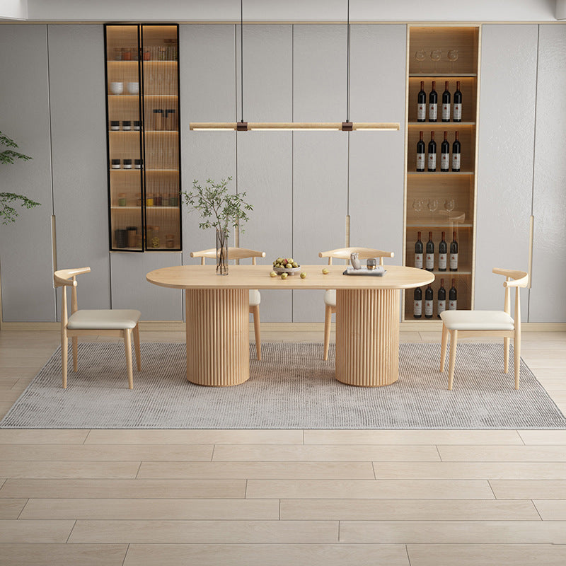 Contemporary Solid Wood Dining Table Set 1/5/7 Pieces Home Dining Room Set Clearhalo 'Dining Room Sets' 'Dining Tables & Seating' 'dining_room_set' 'furn' 'furn_dining_room_set' 'Furniture' 'Kitchen & Dining Furniture' 5173490