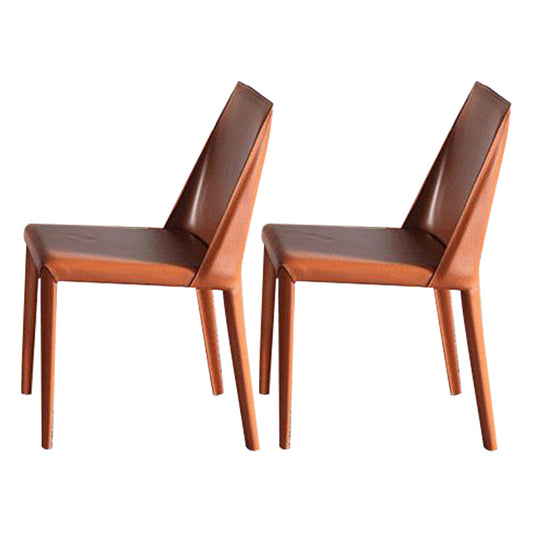 Contemporary Sintered Stone Dinette Set 1/2/5/7 Pieces Rectangular Dining Table Set 2 Orange Chairs