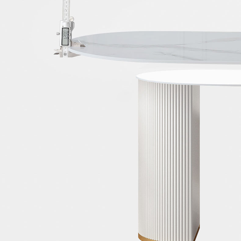 Designer Style Oval Dining Table Set 1/4/5/7 Pieces Sintered Stone Dining Set Clearhalo 'Dining Room Sets' 'Dining Tables & Seating' 'dining_room_set' 'furn' 'furn_dining_room_set' 'Furniture' 'Kitchen & Dining Furniture' 5173632