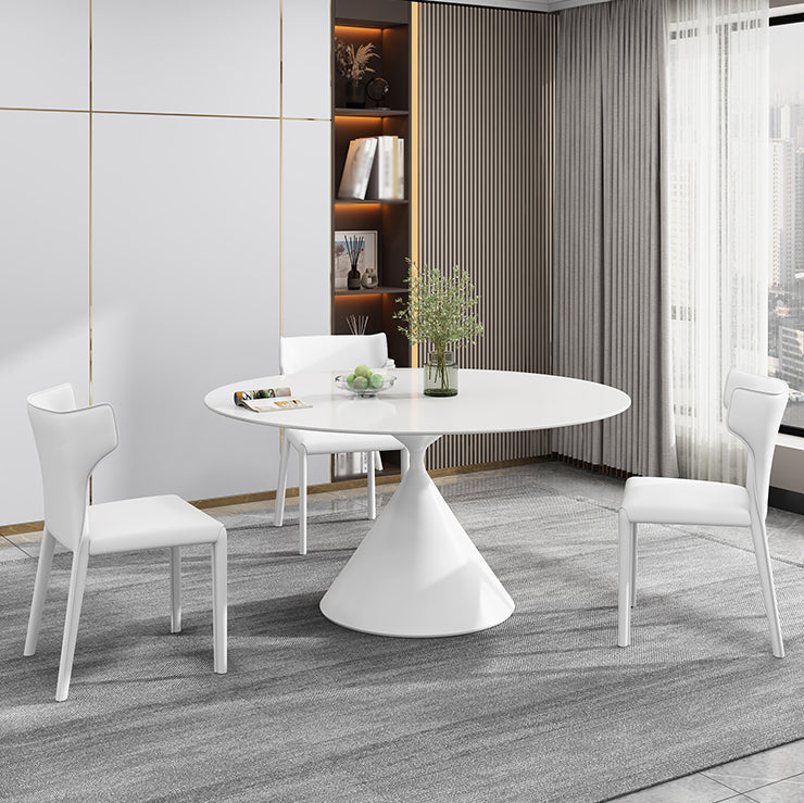 Sintered Stone Home Dining Table Modern Dining Room Table with Pedestal Base White Without Chairs Clearhalo 'Dining Tables & Seating' 'Dining Tables' 'dining_table' 'furn' 'furn_dining_table' 'Furniture' 'Kitchen & Dining Furniture' 5173703