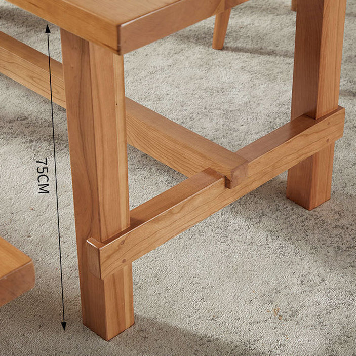 現代の架台ベースダイニングテーブル長方形のソリッドウッドテーブル