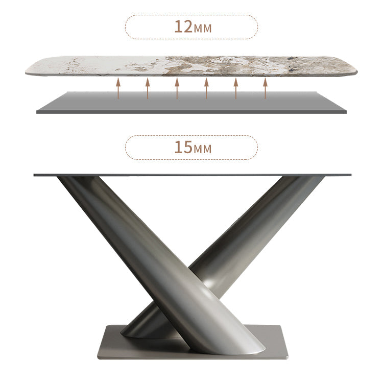 Eettafel in moderne stijl, gesinterde stenen voetstuktafel voor thuis