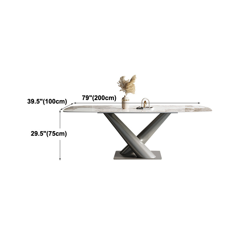 Eettafel in moderne stijl, gesinterde stenen voetstuktafel voor thuis