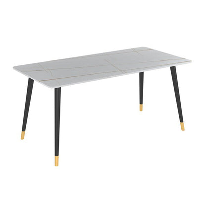 長方形の焼結された石造りの食堂モダンなホームキッチンデスク4つの黒い足のある