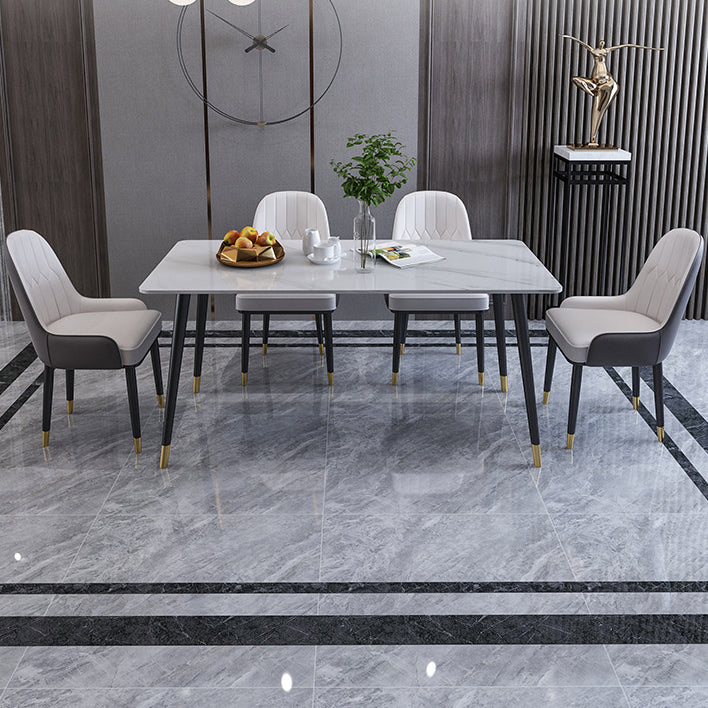 長方形の焼結された石造りの食堂モダンなホームキッチンデスク4つの黒い足のある