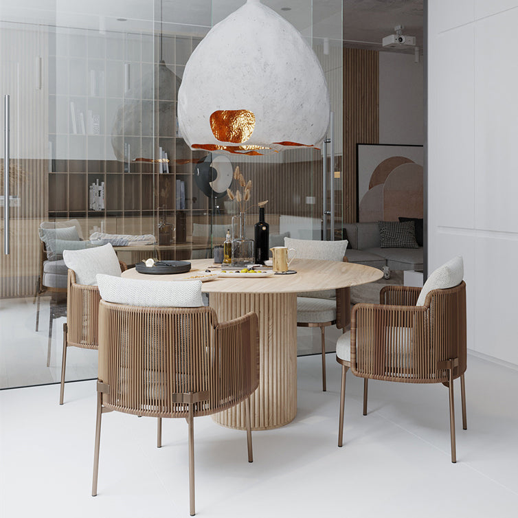 Table à manger ronde Piède moderne Tableau fixe fixe de bois massif