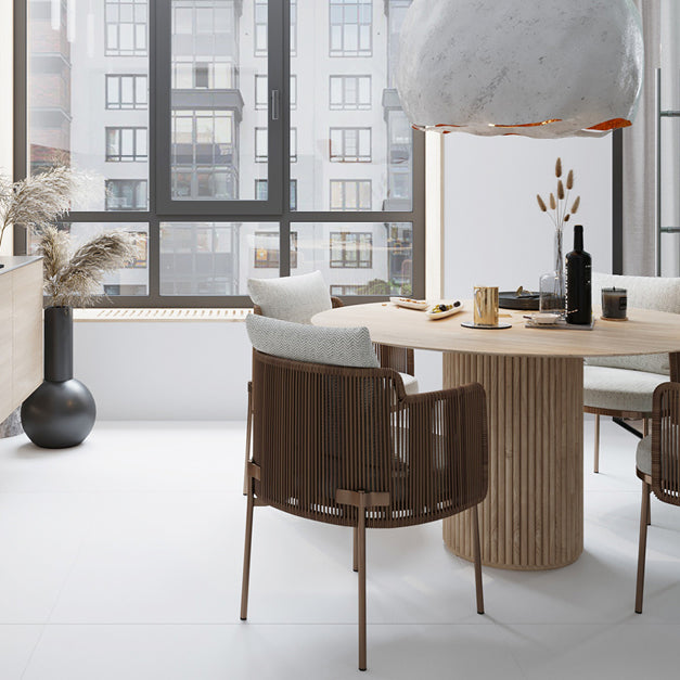 Table à manger ronde Piède moderne Tableau fixe fixe de bois massif