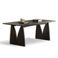 Mesa de comedor de madera maciza de pino mesa de doble pedestal moderna en negro
