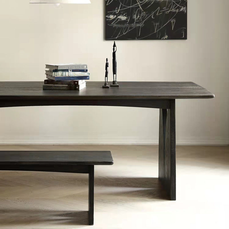 Mesa de comedor de madera maciza de pino mesa de doble pedestal moderna en negro