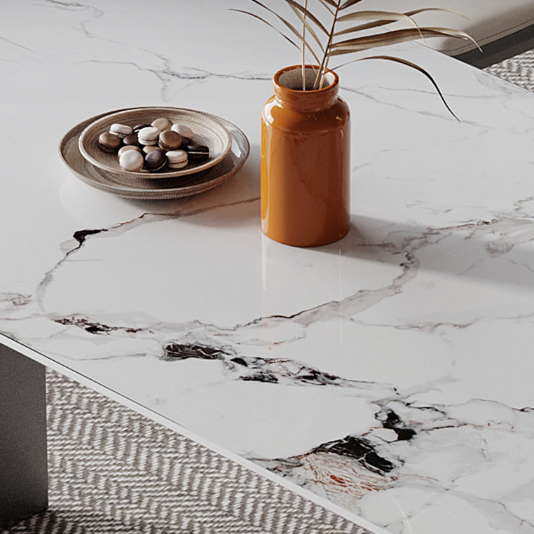 Mesa de comedor de estilo moderno mesa de doble pedestal de piedra sinterizada para el hogar