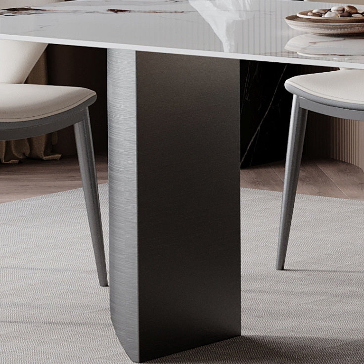 Mesa de comedor de estilo moderno mesa de doble pedestal de piedra sinterizada para el hogar