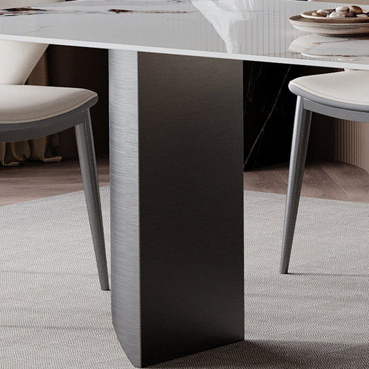 Mesa de comedor de estilo moderno mesa de doble pedestal de piedra sinterizada para el hogar