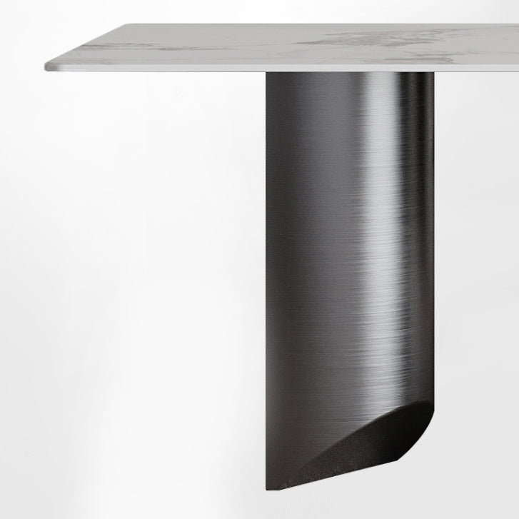 Mesa de comedor de estilo moderno mesa de doble pedestal de piedra sinterizada para el hogar