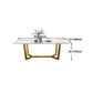 Luxury Sintered Stone Dining Table Rectangle Table with Gold Trestle Base Clearhalo 'Dining Tables & Seating' 'Dining Tables' 'dining_table' 'furn' 'furn_dining_table' 'Furniture' 'Kitchen & Dining Furniture' 5173909