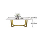 Luxury Sintered Stone Dining Table Rectangle Table with Gold Trestle Base Clearhalo 'Dining Tables & Seating' 'Dining Tables' 'dining_table' 'furn' 'furn_dining_table' 'Furniture' 'Kitchen & Dining Furniture' 5173910