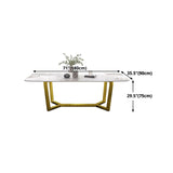 Luxury Sintered Stone Dining Table Rectangle Table with Gold Trestle Base Clearhalo 'Dining Tables & Seating' 'Dining Tables' 'dining_table' 'furn' 'furn_dining_table' 'Furniture' 'Kitchen & Dining Furniture' 5173911