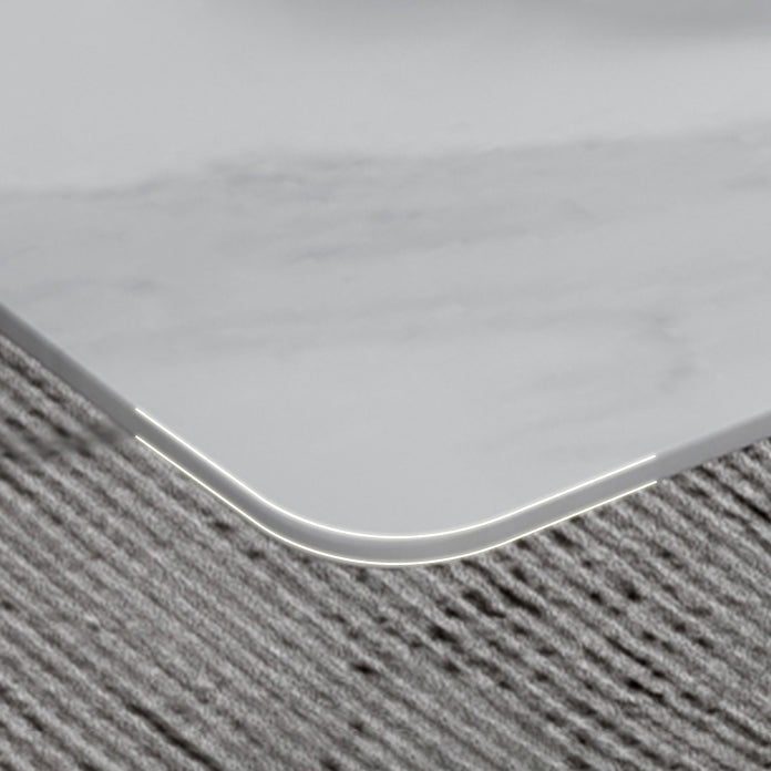 Table Industrielle Base Luge Rectangulaire Table Fixe Blanche en Pierre Frittée