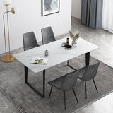 Table Industrielle Base Luge Rectangulaire Table Fixe Blanche en Pierre Frittée
