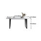 Table Industrielle Base Luge Rectangulaire Table Fixe Blanche en Pierre Frittée