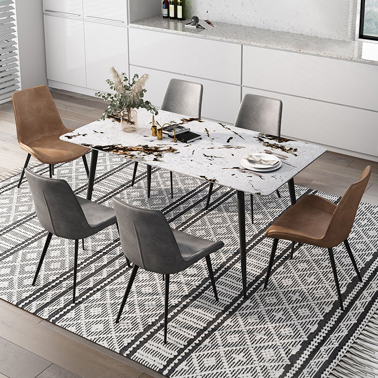 Rectangle 4 jambes Table à manger industrielle Tablette fixe de pierre frittée